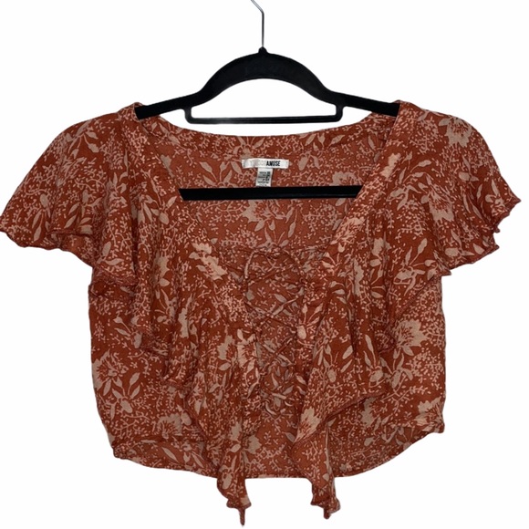 Amuse Society Boho Chic Lace Up Crop Top - Picture 1 of 7